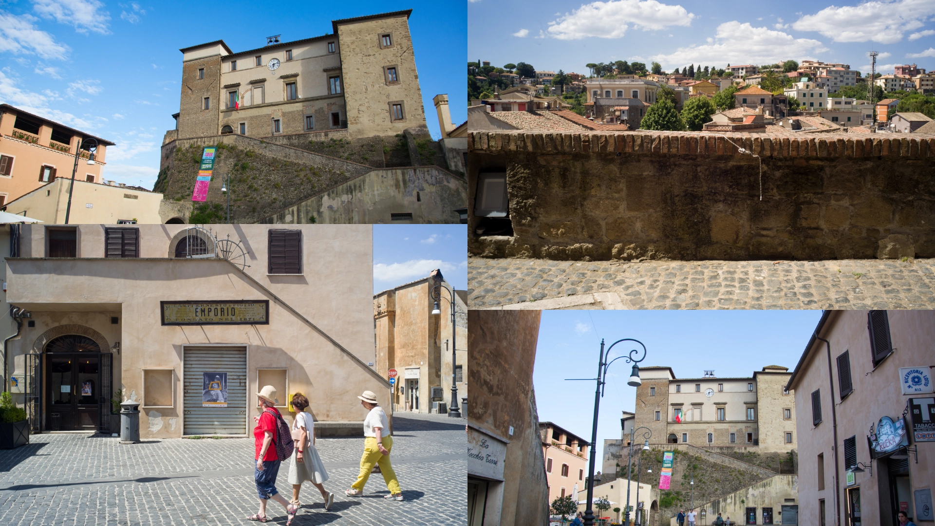 Foto collage di Castelnuovo: il castello, il panorama dal castello, le strade.